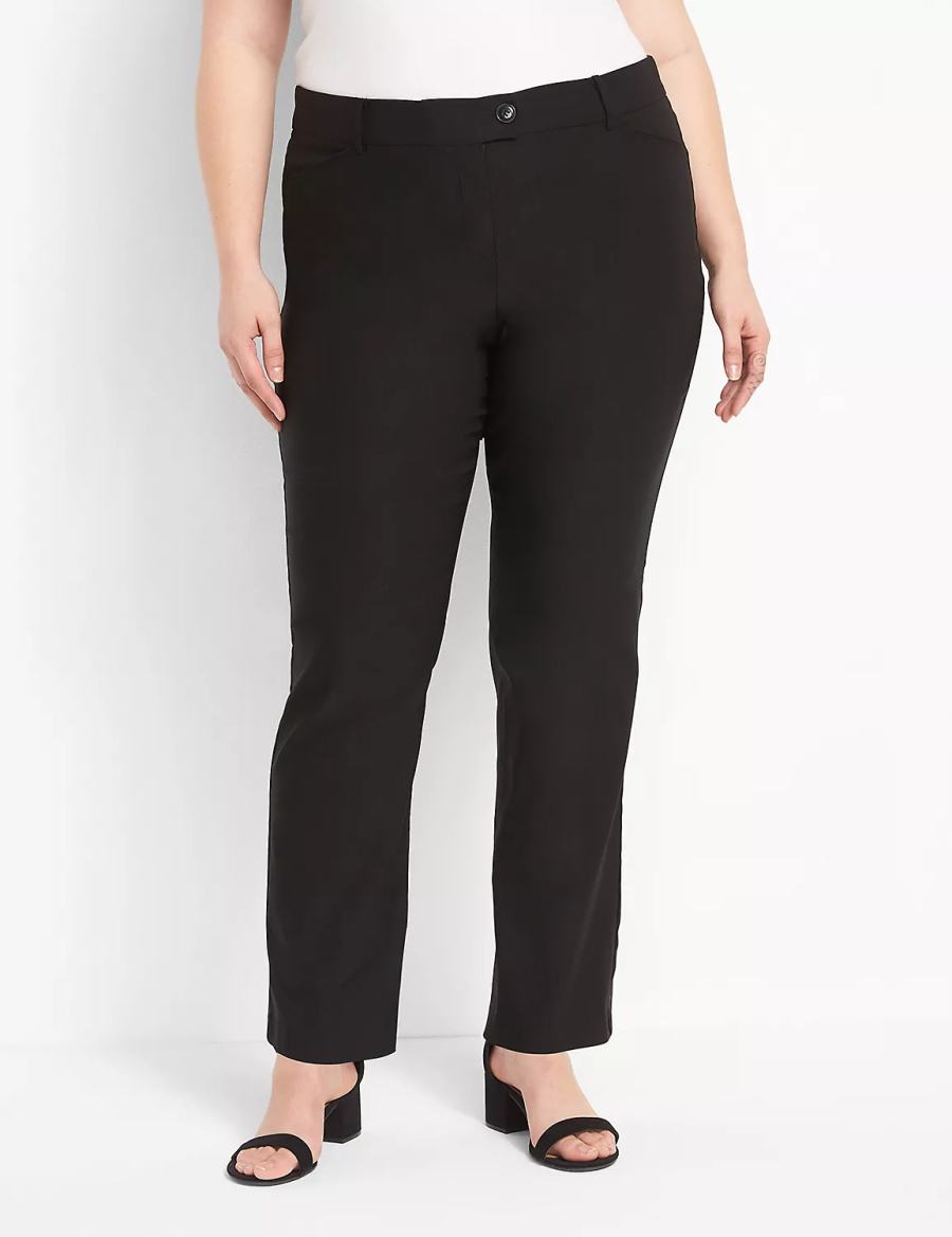 Women Lane Bryant Straight Leg 4-Season Pants Black | HBE662RC