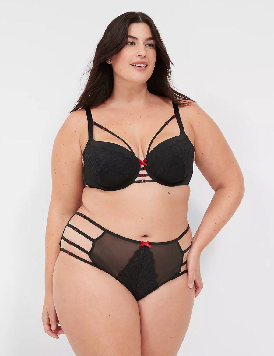 Women Lane Bryant Strappy Brief Briefs Black | NXU4988SU