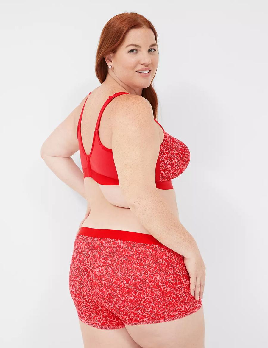 Women Lane Bryant Stretch Lace Boyfriend Briefs Red | QEO5046TK