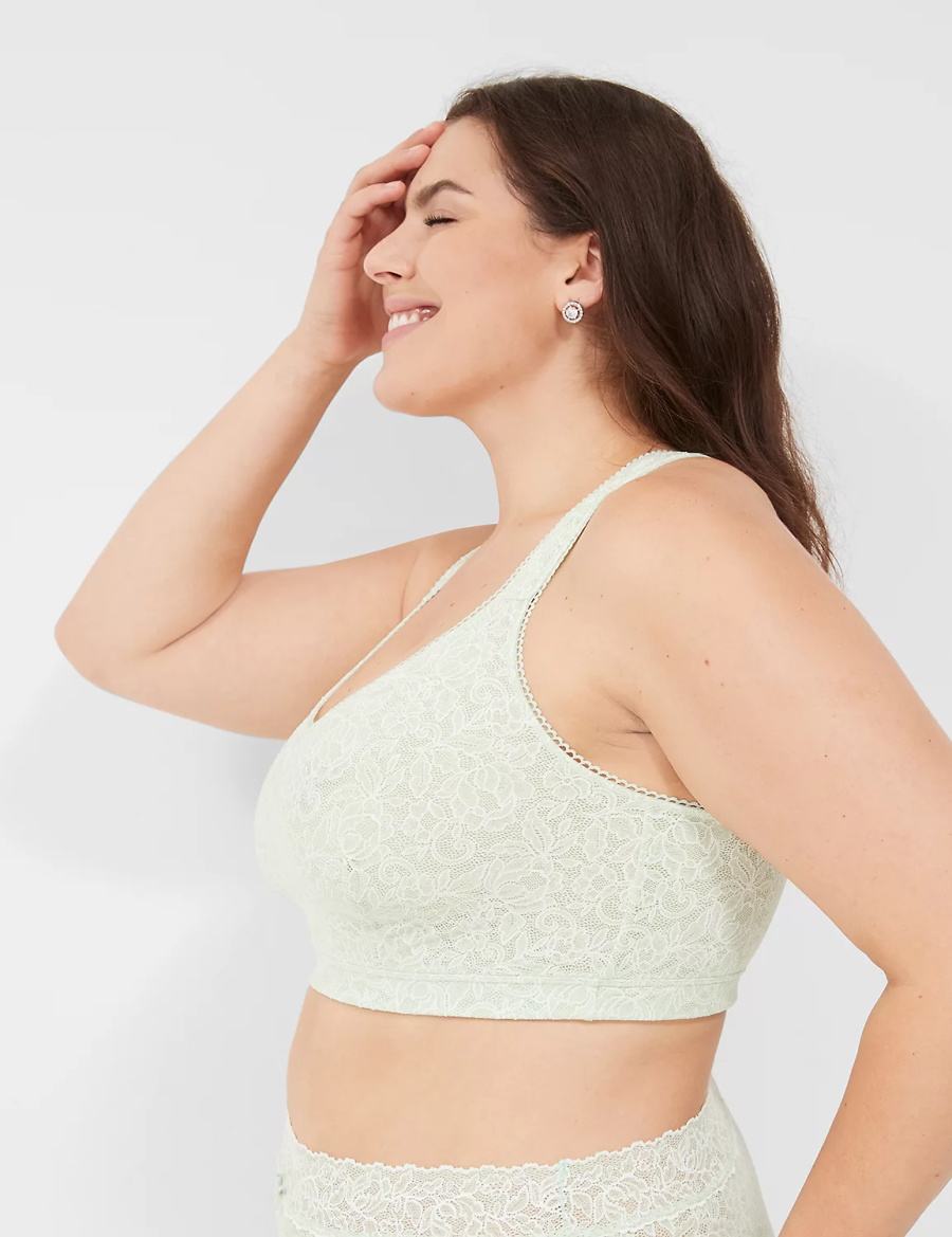 Women Lane Bryant Stretch Lace Bralettes Light Green | NLM2732LT