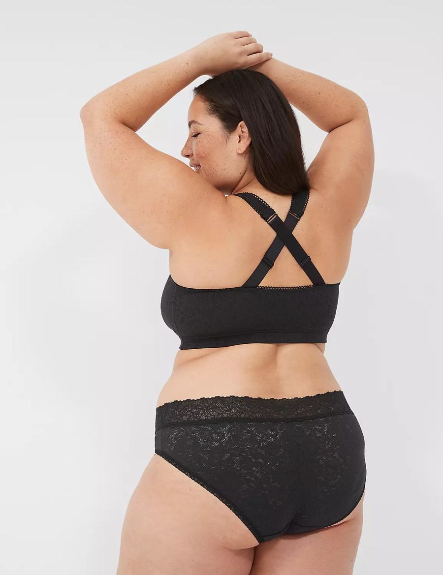 Women Lane Bryant Stretch Lace Bralettes Black | GLP3249IW