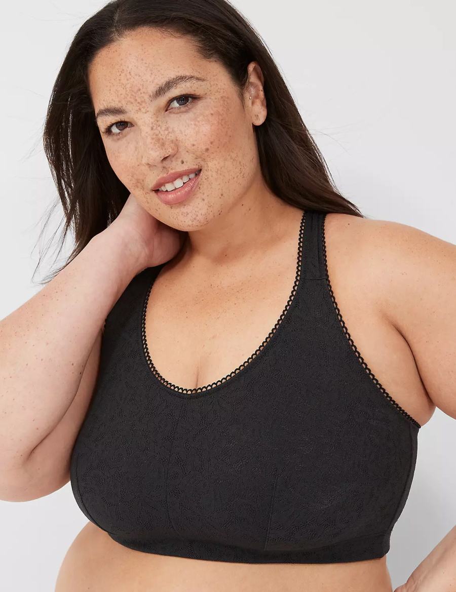 Women Lane Bryant Stretch Lace Bralettes Black | GLP3249IW