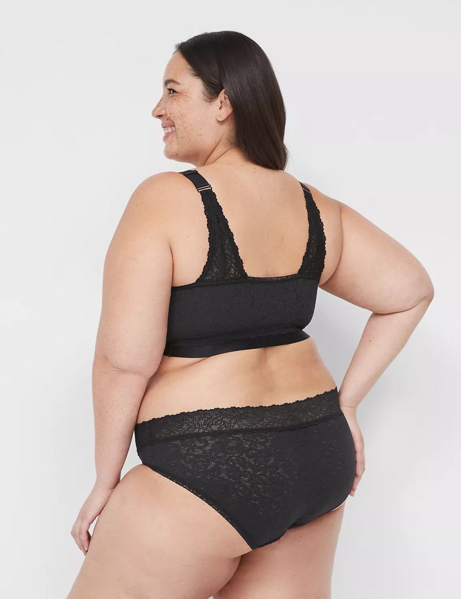 Women Lane Bryant Stretch Lace Bralettes Black | HUQ3341MQ