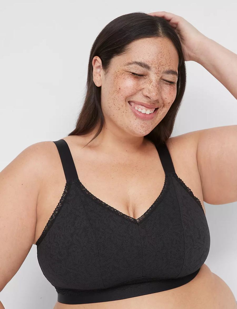 Women Lane Bryant Stretch Lace Bralettes Black | HUQ3341MQ