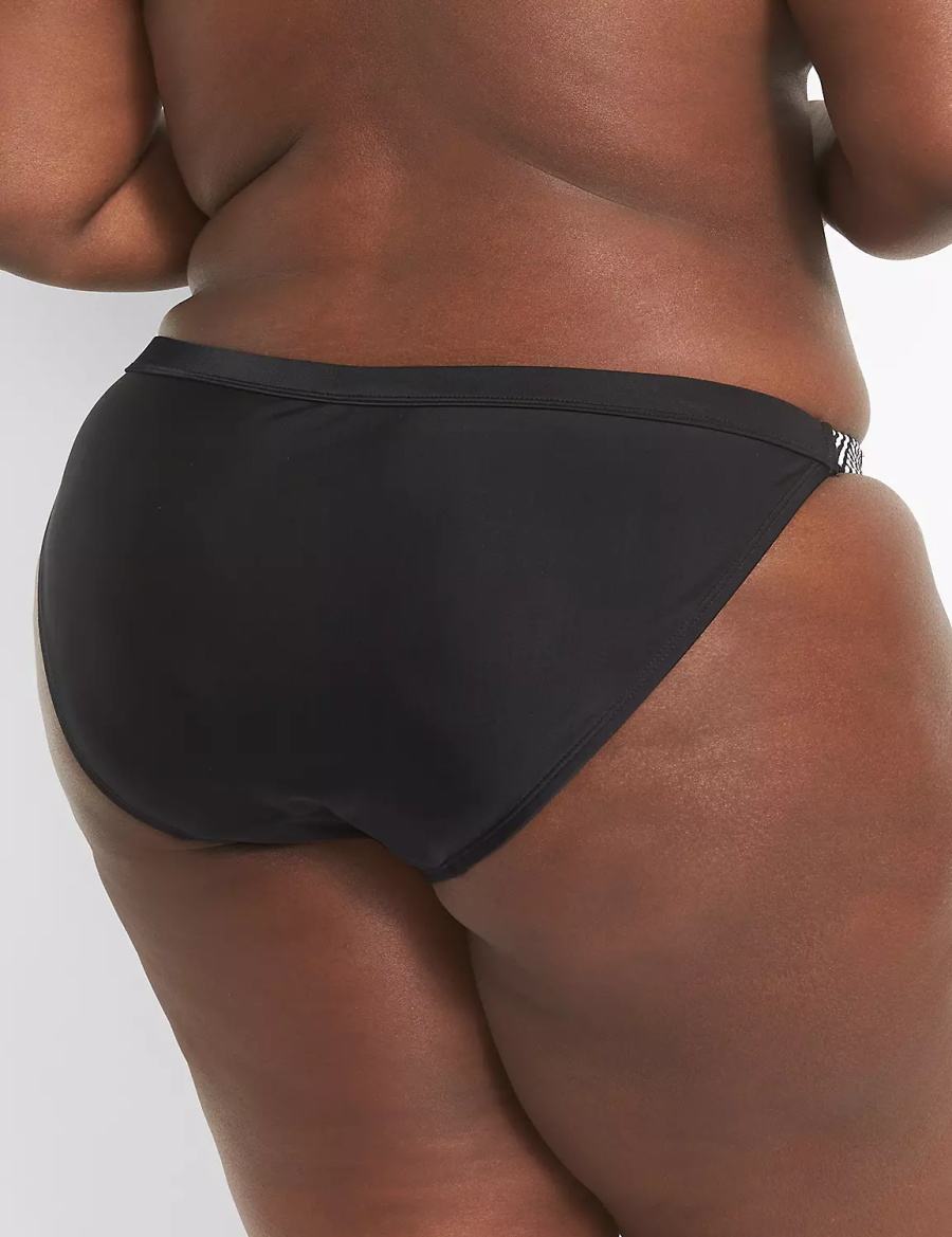 Women Lane Bryant String Bikini Bottom Black | CYL9144ZI