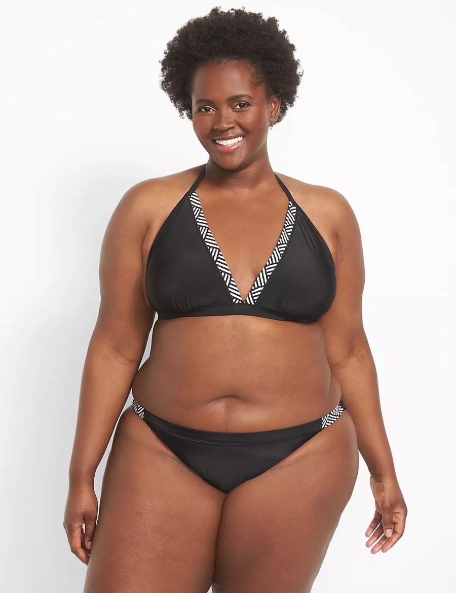 Women Lane Bryant String Bikini Bottom Black | CYL9144ZI