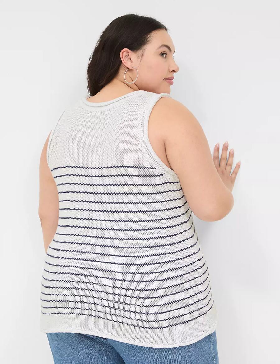 Women Lane Bryant Striped Tank Top White | PGC4942IW