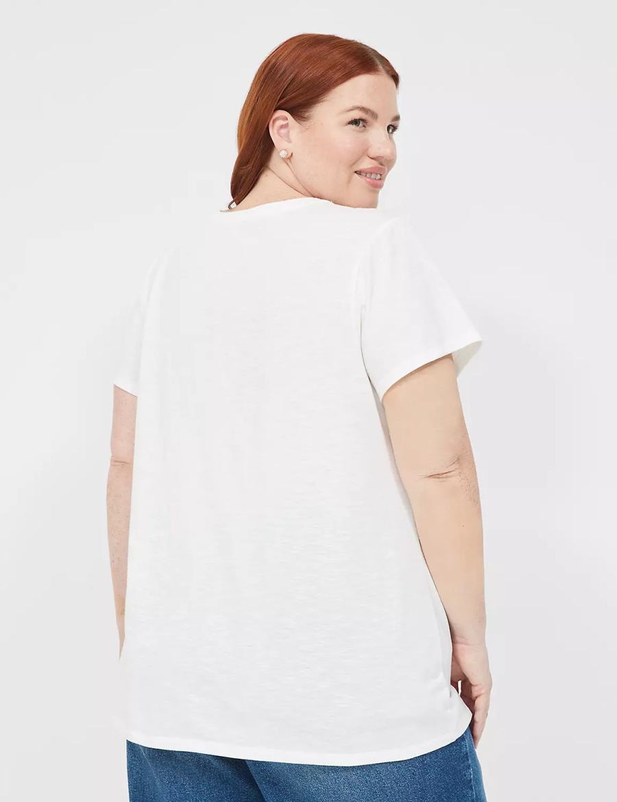 Women Lane Bryant Sunset Chaser Graphic Tee T Shirts White Rose | BBT5051TT