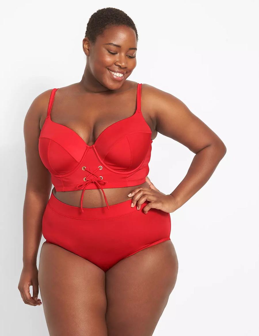 Women Lane Bryant Swim Briefs Red | OXM8974AZ