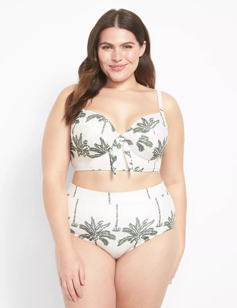 Women Lane Bryant Swim Briefs White Multicolor | IGT5982BR