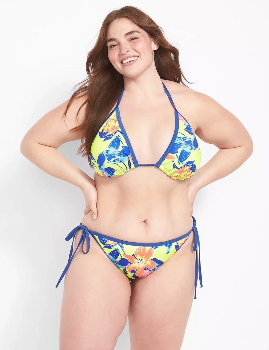 Women Lane Bryant Swim String Bikini Bottom Yellow Multicolor | PKB6716UF