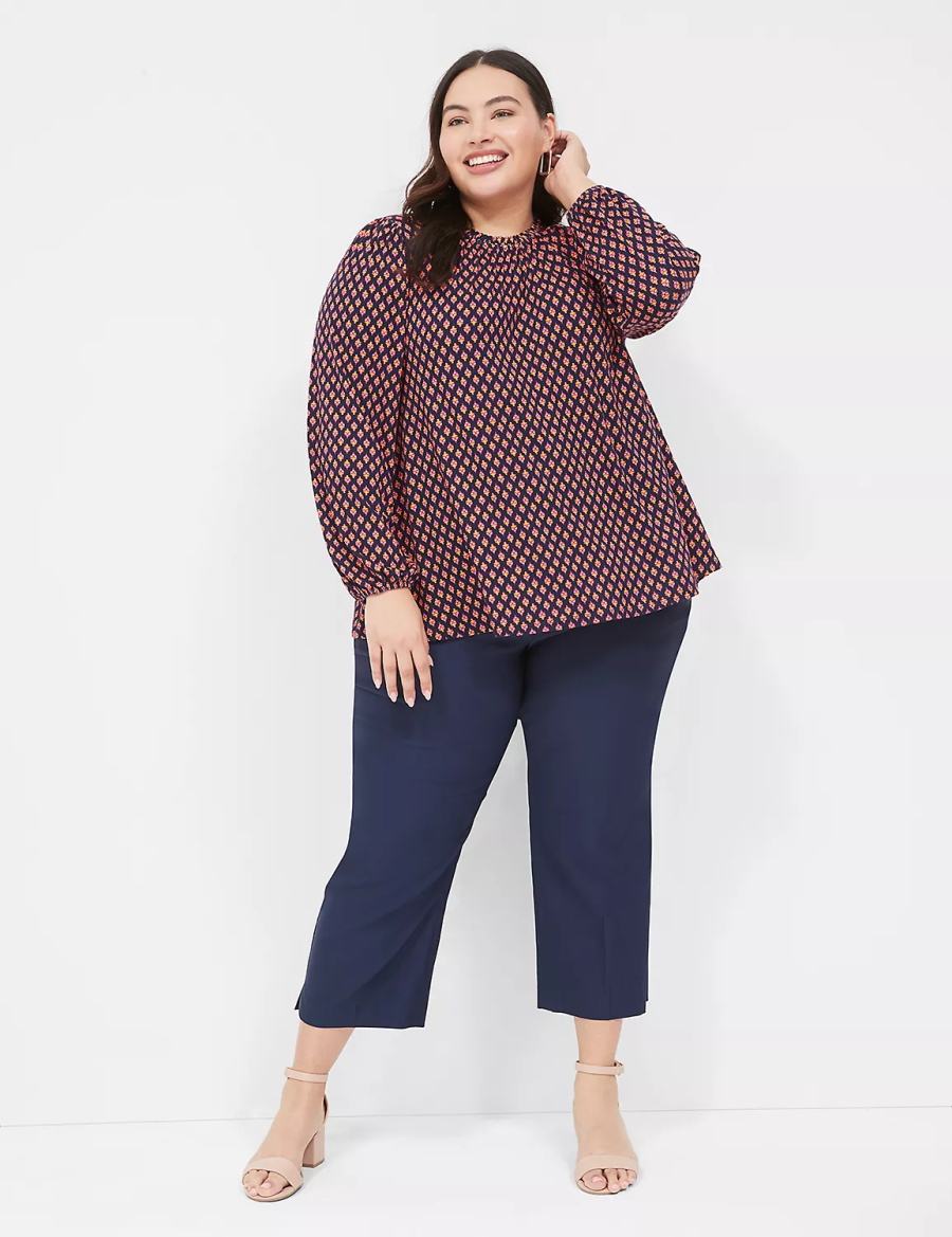 Women Lane Bryant Swing Crew-Neck Top Blouse Coffee | LDN3211HE