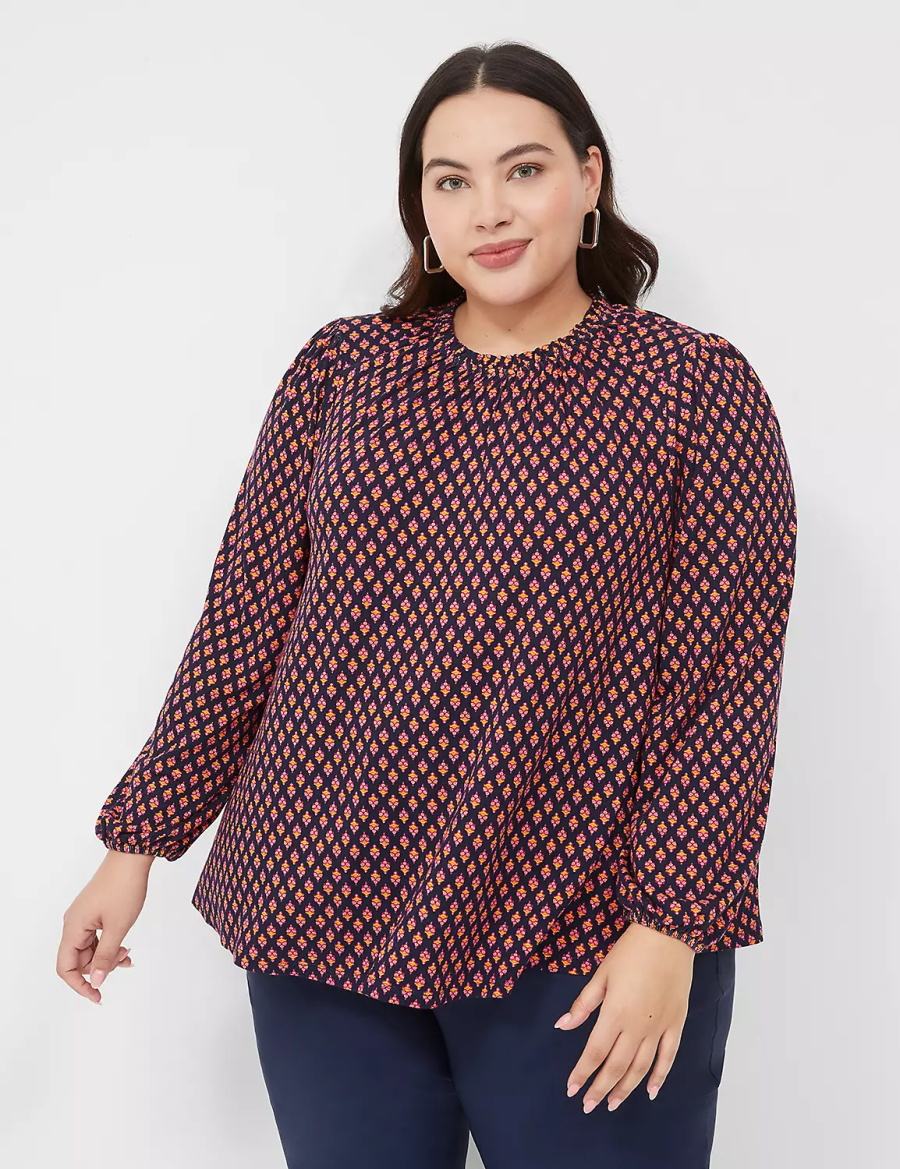 Women Lane Bryant Swing Crew-Neck Top Blouse Coffee | LDN3211HE