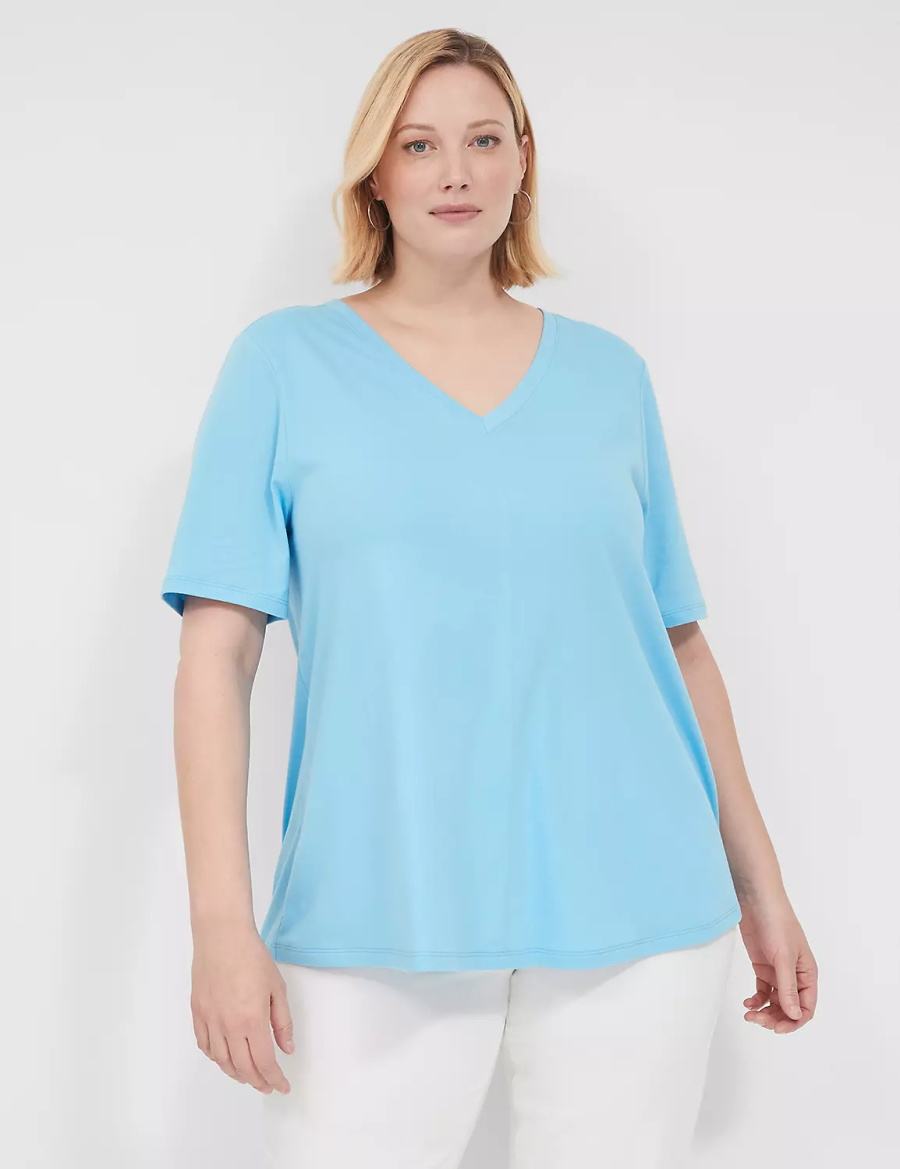 Women Lane Bryant Swing Strappy-Back Tee T Shirts Blue | BAI3943RD