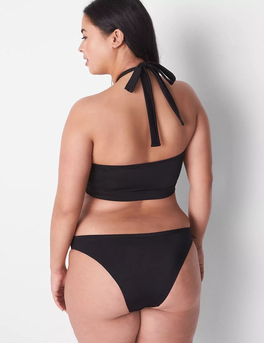 Women Lane Bryant Tanga Swim Briefs Black | UCG9857TK