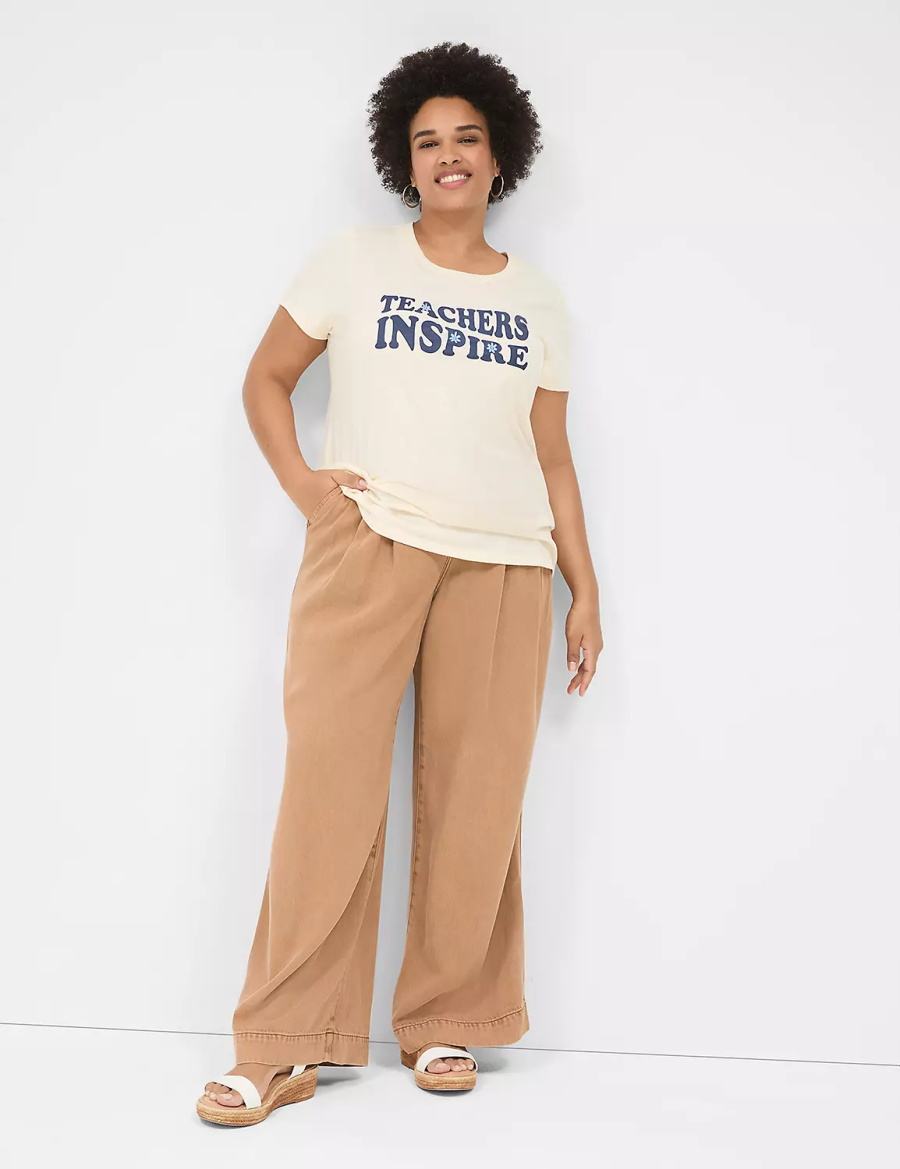 Women Lane Bryant Teachers Inspire Graphic Tee T Shirts White | UGC2495NK