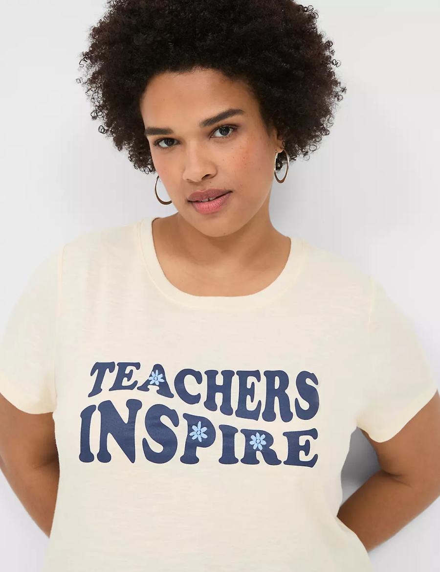 Women Lane Bryant Teachers Inspire Graphic Tee T Shirts White | UGC2495NK