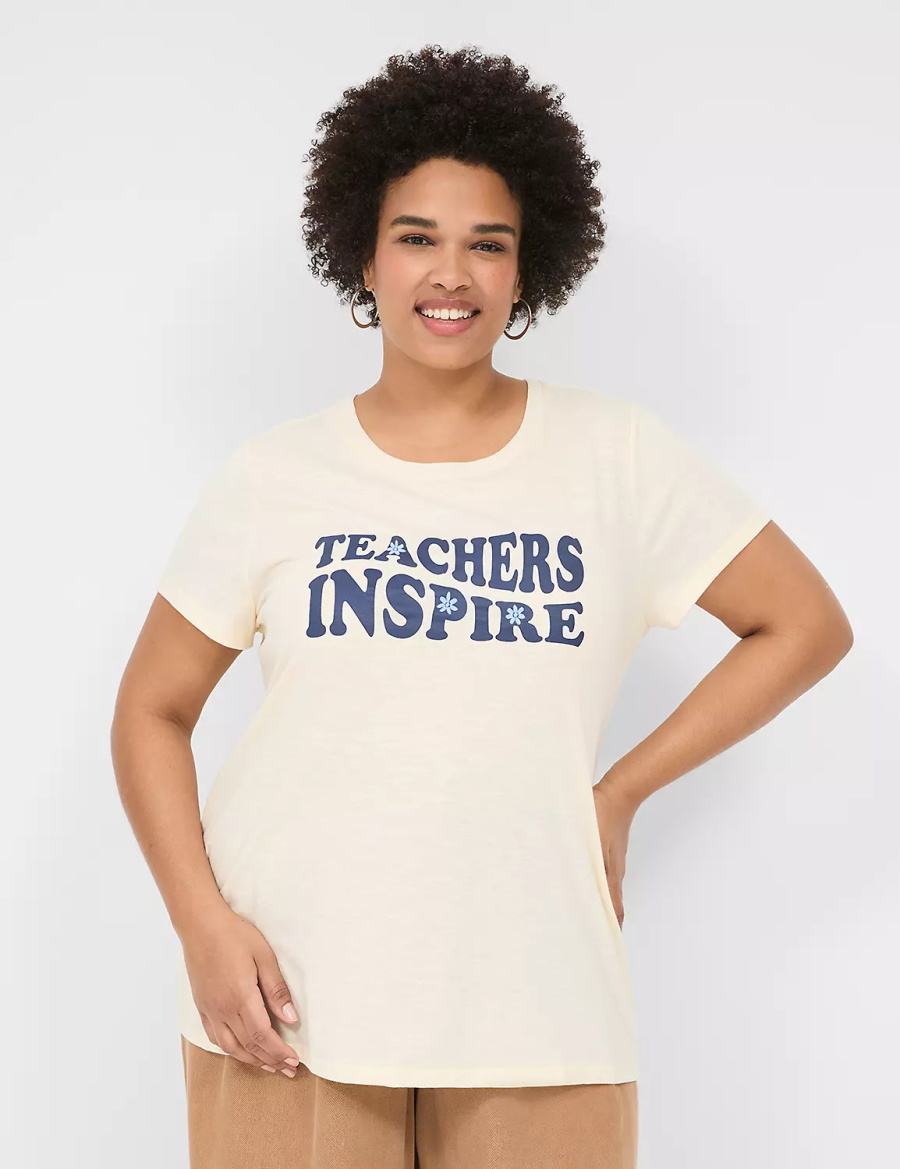 Women Lane Bryant Teachers Inspire Graphic Tee T Shirts White | UGC2495NK