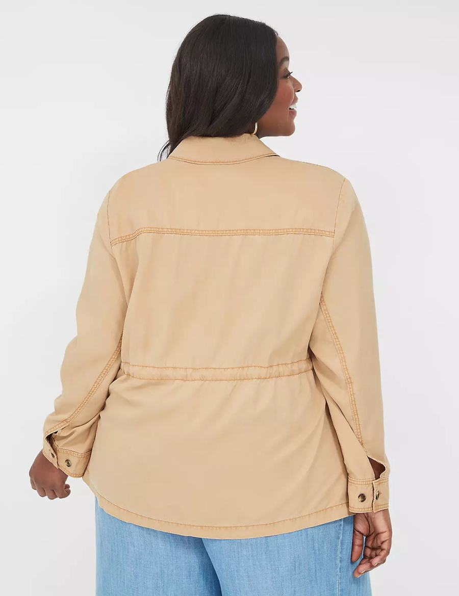 Women Lane Bryant Tencel Twill Jackets Brown | KAU811IU