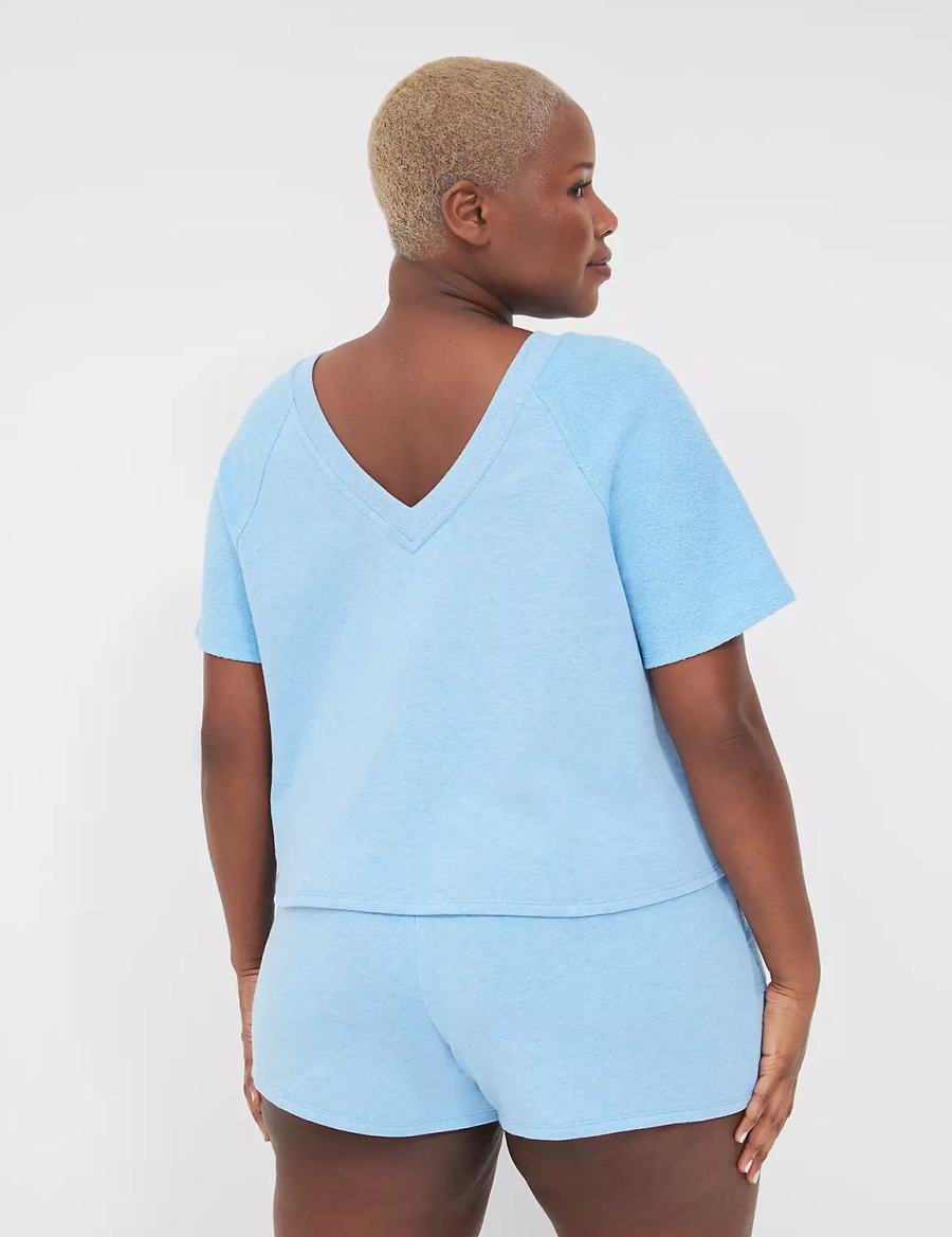 Women Lane Bryant Terry Fleece Tee T Shirts Blue | YZJ7736CF