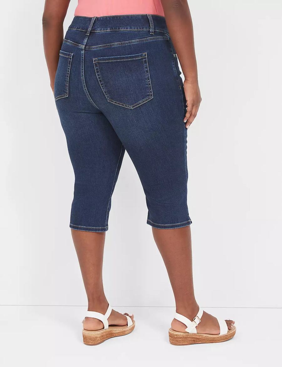 Women Lane Bryant Tighter Tummy Fit High-Rise Pedal Jeans Dark Blue | OIS251CV