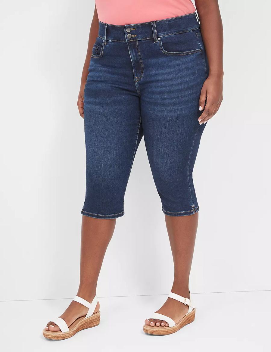 Women Lane Bryant Tighter Tummy Fit High-Rise Pedal Jeans Dark Blue | OIS251CV