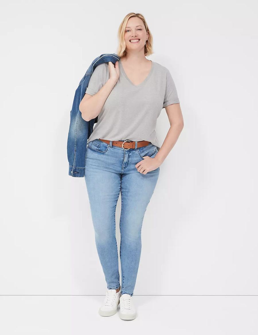 Women Lane Bryant Tighter Tummy High-Rise Skinny Jeans Light Blue | XBD1435ER