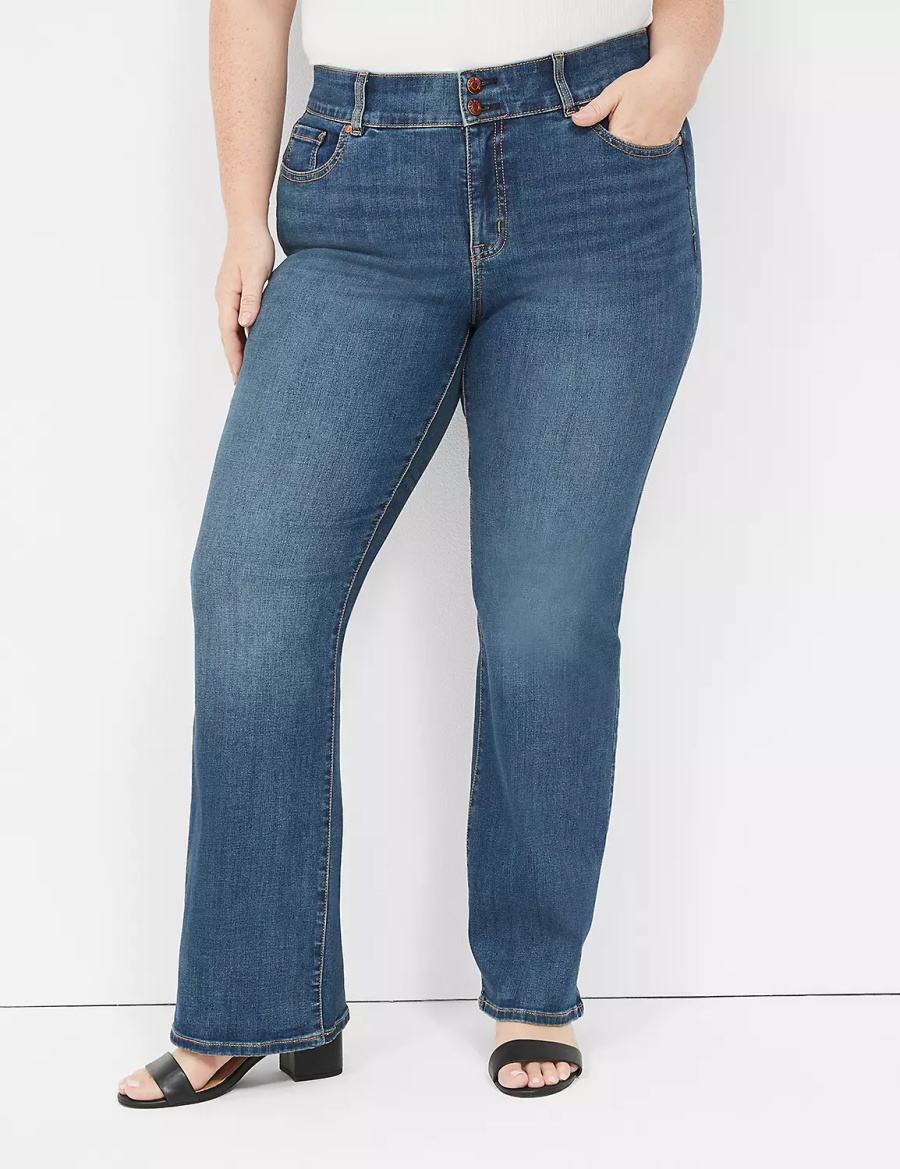 Women Lane Bryant Tighter Tummy High-Rise Boot Jeans Blue | OBK21TB