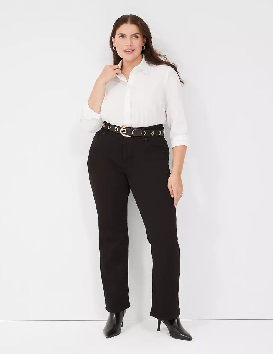 Women Lane Bryant Tighter Tummy High-Rise Boot Jeans Black | QQS5455UQ