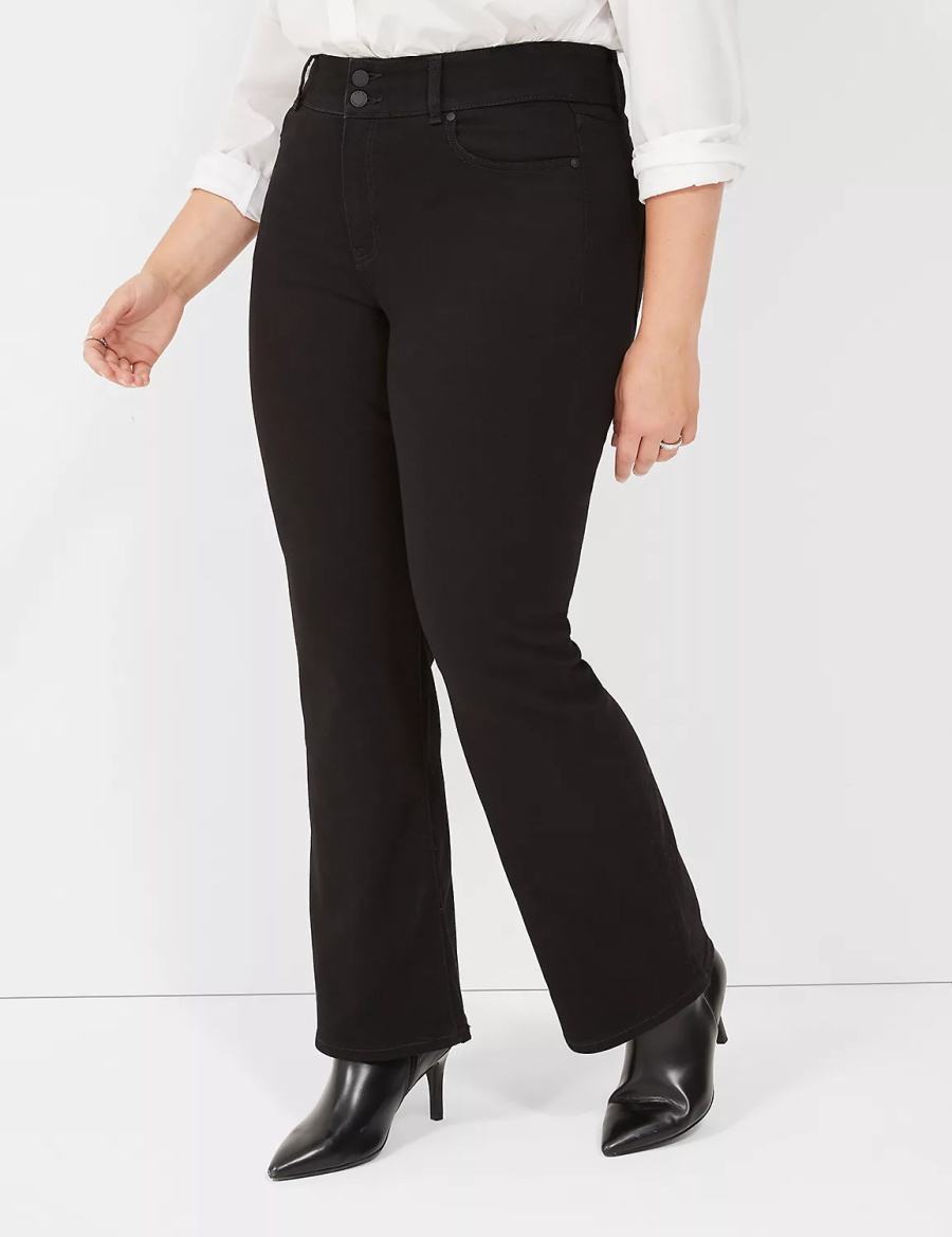 Women Lane Bryant Tighter Tummy High-Rise Boot Jeans Black | QQS5455UQ