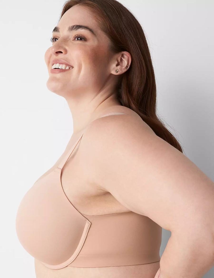 Women Lane Bryant Totally Smooth Full Coverage Front-Close Bralettes Beige | EGS8822ZW