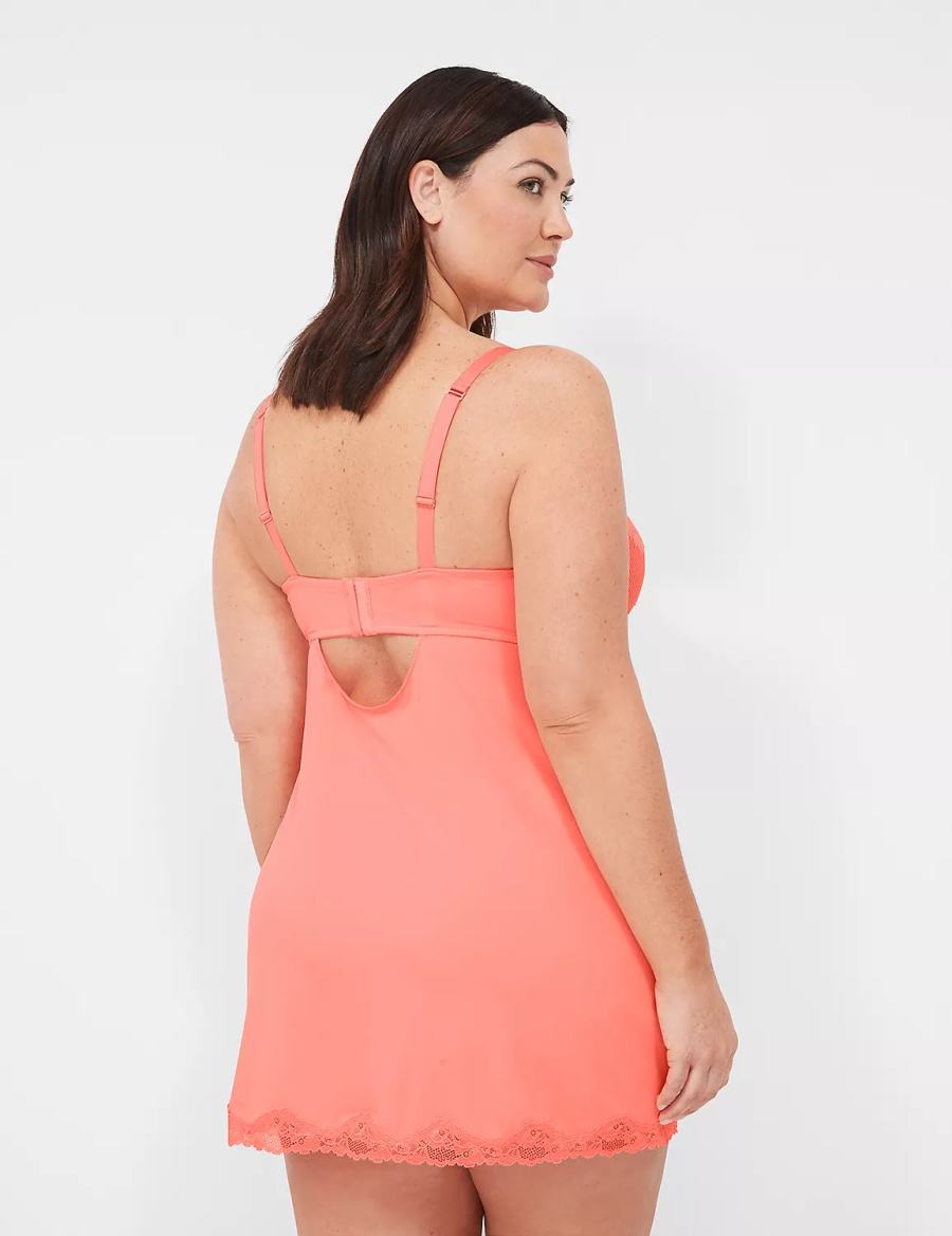 Women Lane Bryant Underwire Lace Slip Dress Pink | IMD21100UL