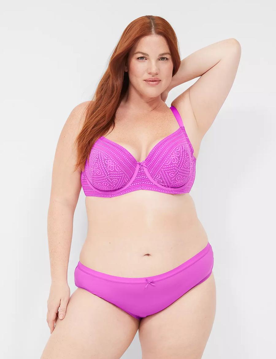 Women Lane Bryant Unlined with Lace Balconette Bra Light Purple | IGG2143AB