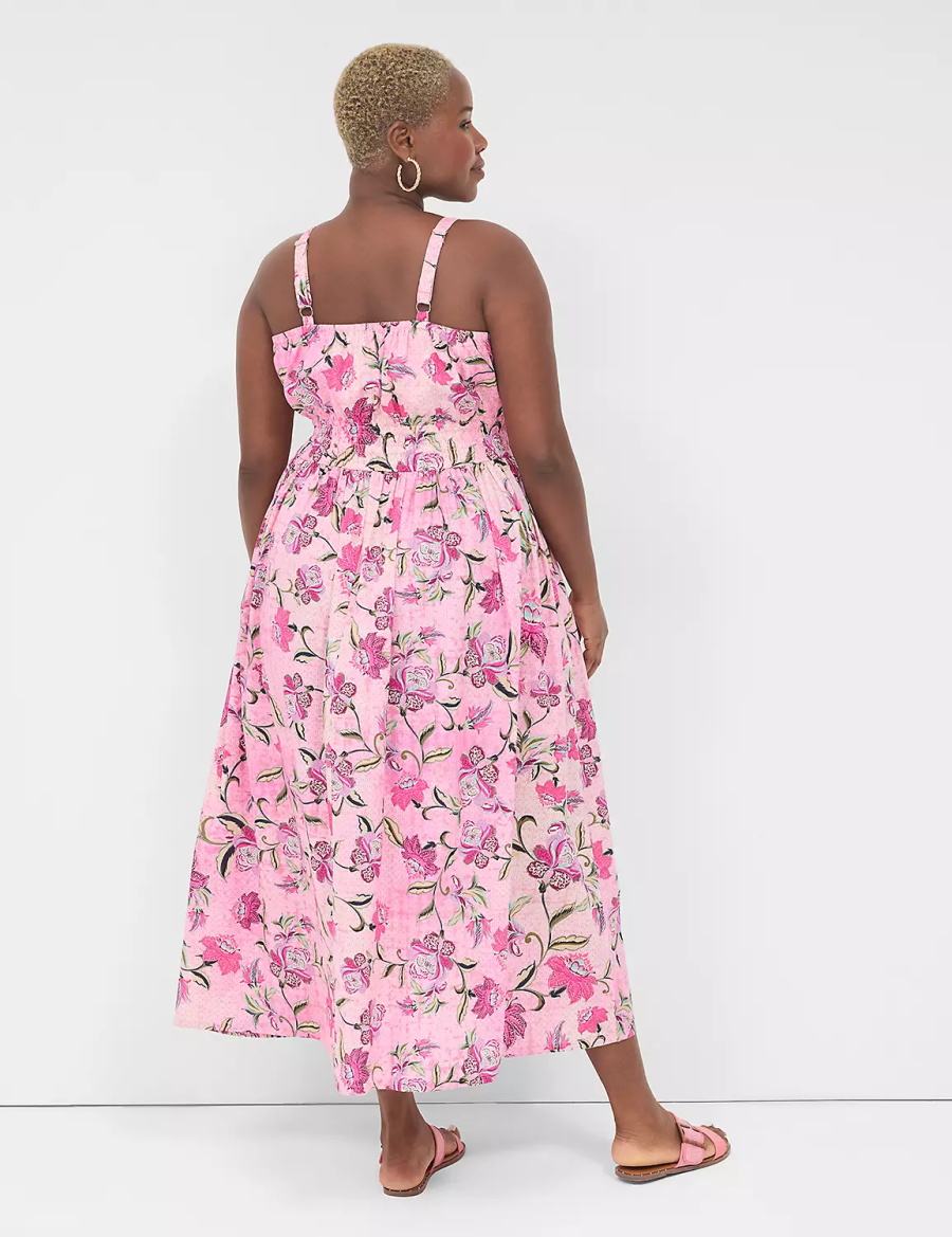 Women Lane Bryant V-Neck Ruched-Waist Maxi Dress Pink | DHS2539IH