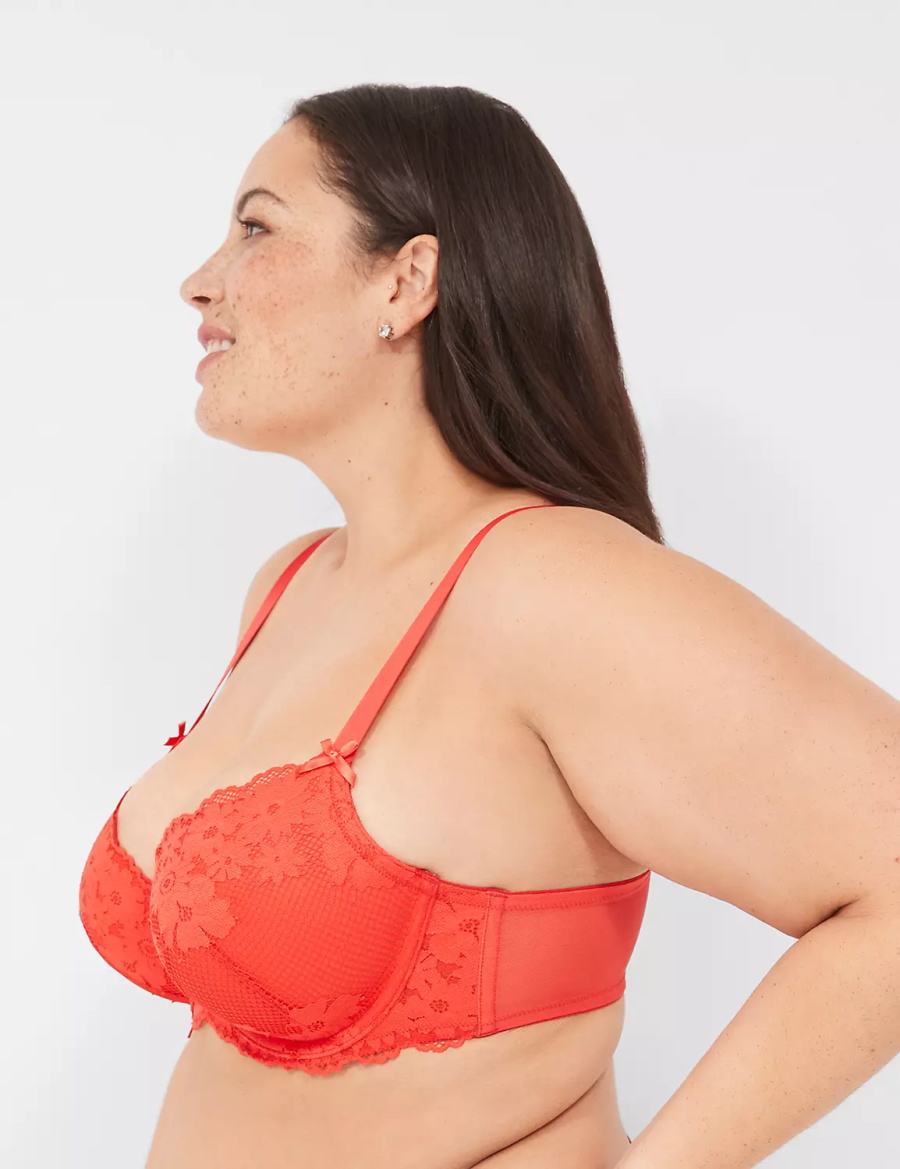 Women Lane Bryant V-Wire Lace Balconette Bra Deep Red | VTO7096LS