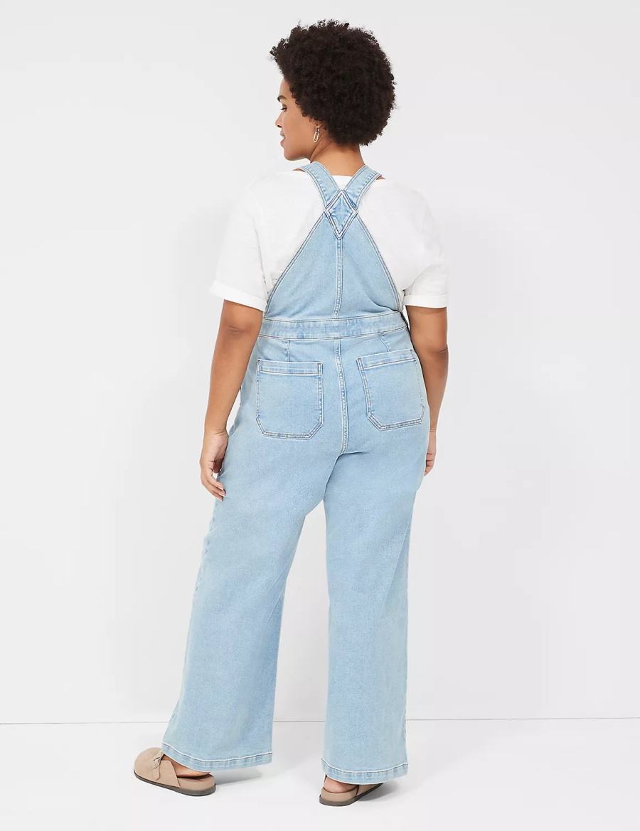 Women Lane Bryant Wide Leg Denim Overall Light Blue | ZCQ5718ON