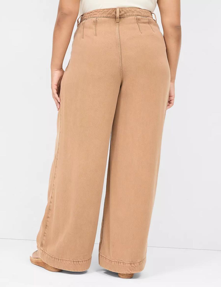 Women Lane Bryant Wide Leg Trouser Fluid Jeans Brown | VMH640DI