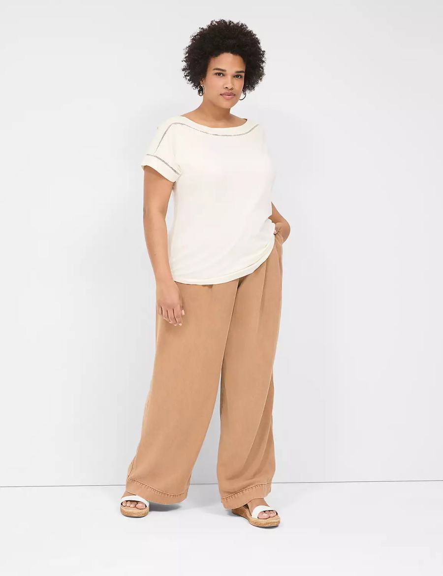 Women Lane Bryant Wide Leg Trouser Fluid Jeans Brown | VMH640DI