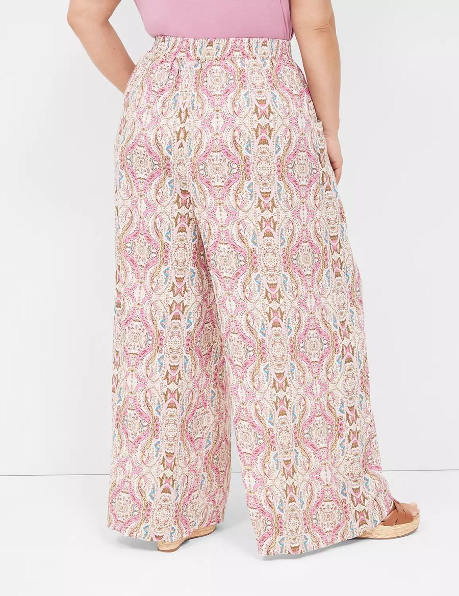 Women Lane Bryant Wide Leg Vacation Pants Pink | ZFY3573UC