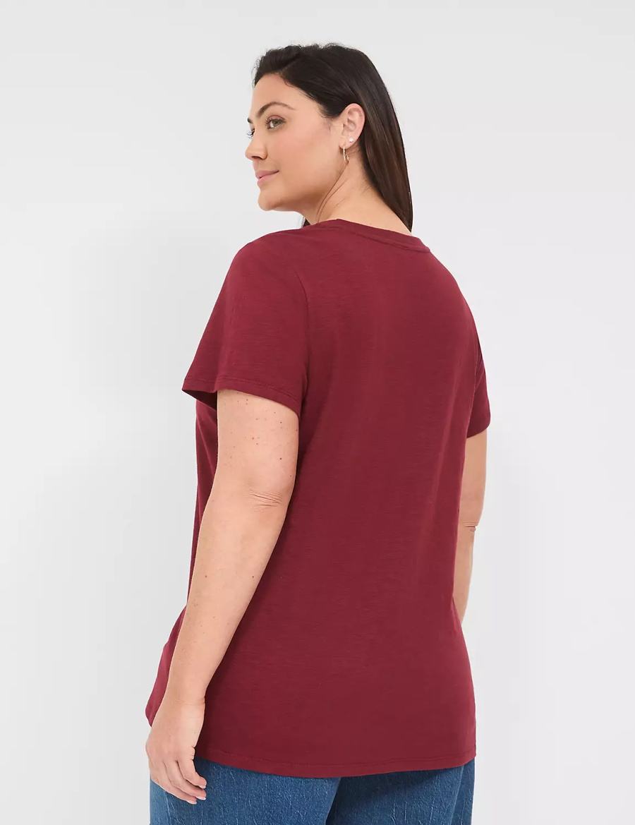 Women Lane Bryant Yellowstone Dutton Ranch Graphic Tee T Shirts Red | CMR7133QP