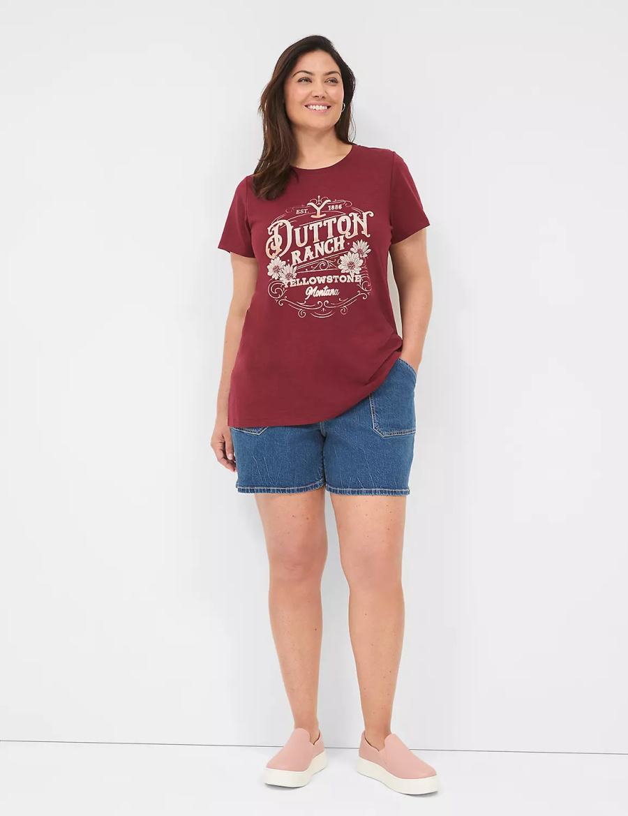 Women Lane Bryant Yellowstone Dutton Ranch Graphic Tee T Shirts Red | CMR7133QP